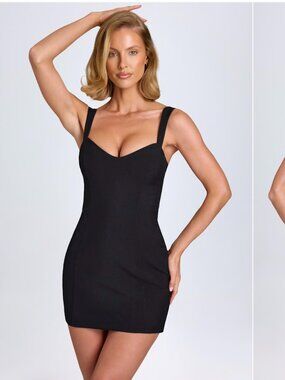 Oh Polly Black Structured Mini Dress – NWT